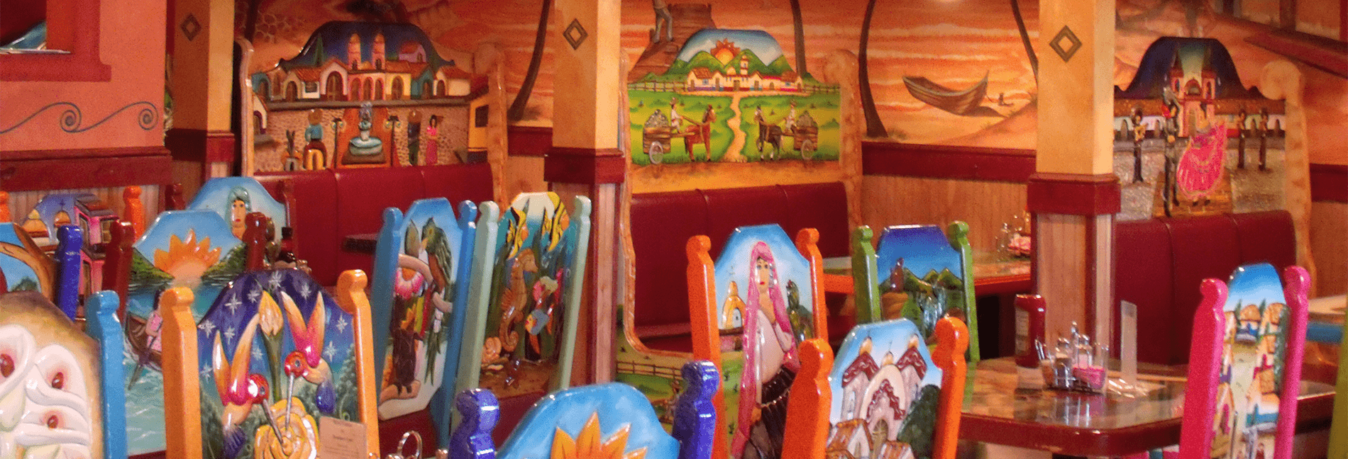 view of the colorful interior of the restaurant
